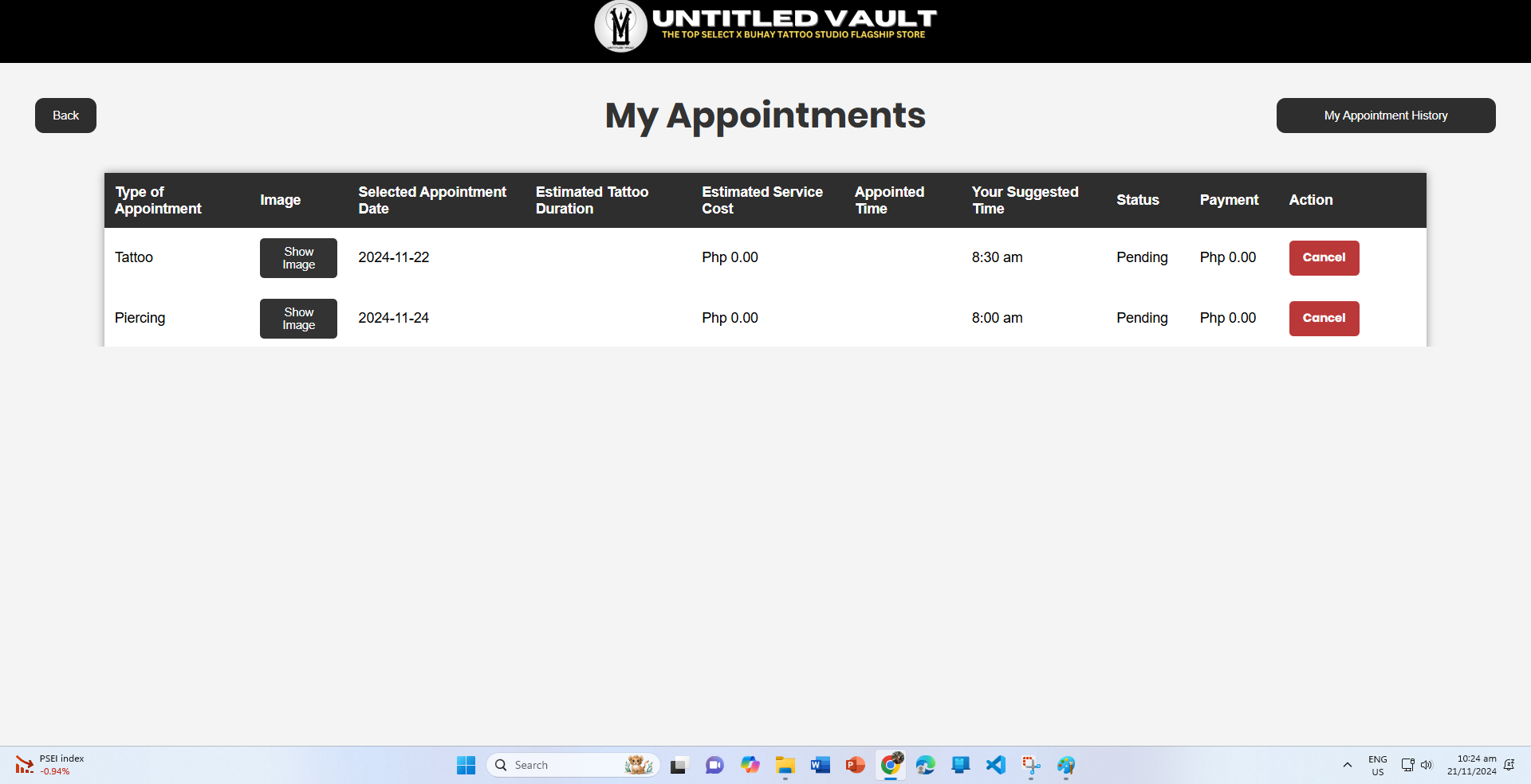 Scheduled Appointments